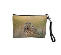 Pochette en Lin - Chouette cheveche Athena Animaux Nature - Trousse Maquillage en Toile Aspect Lin - Trousse de Toilette - 23,5 x15 cm