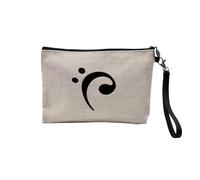 Pochette en Lin - Clef de FA Musique Solfège - Trousse Maquillage en Toile Aspect Lin - Trousse de Toilette - 23,5 x15 cm