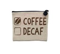 Pochette en Lin - Coffee Yes, Decaf No Expresso Mug - Trousse Maquillage en Toile Aspect Lin - Porte Monnaie - 15 x10 cm
