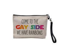 Pochette en Lin - Come to The Gay Side We Have Rainbows LGBTQ+ Gay Lesbien - Trousse Maquillage en Toile Aspect Lin - Trousse de Toilette - 23,5 x15 cm