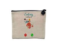 Pochette en Lin - Cooking is Calling Me Cook Meal - Trousse Maquillage en Toile Aspect Lin - Porte Monnaie - 15 x10 cm