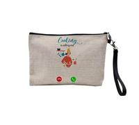 Pochette en Lin - Cooking is Calling Me Cook Meal - Trousse Maquillage en Toile Aspect Lin - Trousse de Toilette - 23,5 x15 cm