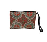 Pochette en Lin - Corinthian Carreau Ancien Medieval Elegant Geometrique Classique Pattern - Trousse Maquillage en Toile Aspect Lin - Trousse de Toilette - 23,5 x15 cm