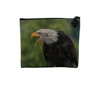 Pochette en Lin - Cri du Pygargue à Tête Blanche/Aigle/Oiseaux de Proie/Rapace - Trousse Maquillage en Toile Aspect Lin - Porte Monnaie - 15 x10 cm