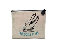 Pochette en Lin - Crocodile Tears Original Drawing Illustration - Trousse Maquillage en Toile Aspect Lin - Porte Monnaie - 15 x10 cm