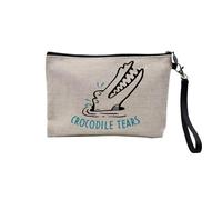 Pochette en Lin - Crocodile Tears Original Drawing Illustration - Trousse Maquillage en Toile Aspect Lin - Trousse de Toilette - 23,5 x15 cm