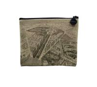 Pochette en Lin - Dessin Ancien Jardin du Luxembourg Paris Vintage Noir et Blanc - Trousse Maquillage en Toile Aspect Lin - Porte Monnaie - 15 x10 cm