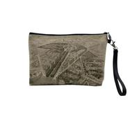 Pochette en Lin - Dessin Ancien Jardin du Luxembourg Paris Vintage Noir et Blanc - Trousse Maquillage en Toile Aspect Lin - Trousse de Toilette - 23,5 x15 cm