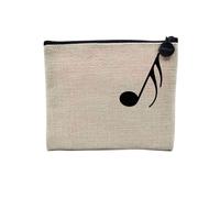 Pochette en Lin - Double Croche Solfège Simple Musique Solfège Notes - Trousse Maquillage en Toile Aspect Lin - Porte Monnaie - 15 x10 cm