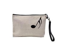 Pochette en Lin - Double Croche Solfège Simple Musique Solfège Notes - Trousse Maquillage en Toile Aspect Lin - Trousse de Toilette - 23,5 x15 cm