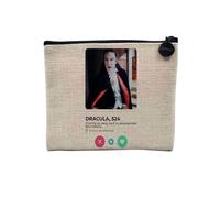 Pochette en Lin - Dracula Vampire Film Réseau Social Rencontre Amour - Trousse Maquillage en Toile Aspect Lin - Porte Monnaie - 15 x10 cm