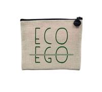 Pochette en Lin - Eco Not Ego Écologie Environnement Bio Diversité - Trousse Maquillage en Toile Aspect Lin - Porte Monnaie - 15 x10 cm