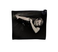 Pochette en Lin - Emmanuel Macron Dab Photo de Célèbrité Noir et Blanc Humour Politicien - Trousse Maquillage en Toile Aspect Lin - Porte Monnaie - 15 x10 cm