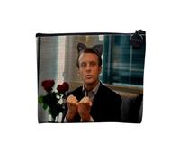 Pochette en Lin - Emmanuel Macron Kawaii Photo de Célèbrité Humour Politicien - Trousse Maquillage en Toile Aspect Lin - Porte Monnaie - 15 x10 cm