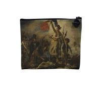 Pochette en Lin - Eugene Delacroix La Liberte Guidant Le Peuple Revolution - Trousse Maquillage en Toile Aspect Lin - Porte Monnaie - 15 x10 cm