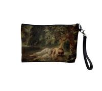 Pochette en Lin - Eugene Delacroix La Mort d'Ophelie Peinture Shakespeare - Trousse Maquillage en Toile Aspect Lin - Trousse de Toilette - 23,5 x15 cm