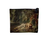 Pochette en Lin - Eugene Delacroix La Mort d'Ophelie Peinture Shakespeare - Trousse Maquillage en Toile Aspect Lin - Porte Monnaie - 15 x10 cm