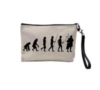 Pochette en Lin - Evolution Cornemuse Irlande Instrument Musicien - Trousse Maquillage en Toile Aspect Lin - Trousse de Toilette - 23,5 x15 cm
