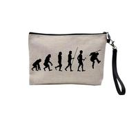 Pochette en Lin - Evolution Guitare Electrique Musique Instrument Musicien - Trousse Maquillage en Toile Aspect Lin - Trousse de Toilette - 23,5 x15 cm