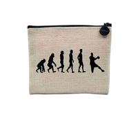 Pochette en Lin - Evolution Handball Sport Athlète Handballeur - Trousse Maquillage en Toile Aspect Lin - Porte Monnaie - 15 x10 cm