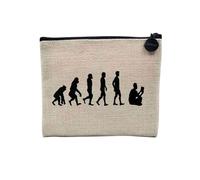 Pochette en Lin - Evolution Lecture Livre Roman Science Fiction - Trousse Maquillage en Toile Aspect Lin - Porte Monnaie - 15 x10 cm