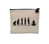 Pochette en Lin - Evolution Méditation Yoga Bien-Etre Zen - Trousse Maquillage en Toile Aspect Lin - Porte Monnaie - 15 x10 cm