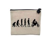 Pochette en Lin - Evolution Motocross Motard Moto Dirt Bike - Trousse Maquillage en Toile Aspect Lin - Porte Monnaie - 15 x10 cm