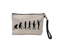 Pochette en Lin - Evolution Trompette Orchestre Jazz Musique Instrument Musicien - Trousse Maquillage en Toile Aspect Lin - Trousse de Toilette - 23,5 x15 cm