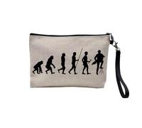 Pochette en Lin - Evolution Vielle à Roue Musique Instrument Musicien - Trousse Maquillage en Toile Aspect Lin - Trousse de Toilette - 23,5 x15 cm