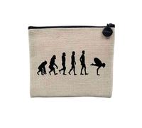 Pochette en Lin - Evolution Yoga Meditation Bien Etre Inde - Trousse Maquillage en Toile Aspect Lin - Porte Monnaie - 15 x10 cm