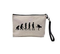 Pochette en Lin - Evolution Yoga Meditation Bien Etre Inde - Trousse Maquillage en Toile Aspect Lin - Trousse de Toilette - 23,5 x15 cm
