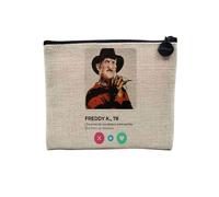 Pochette en Lin - Freddy K. Film Horreur Réseau Social Rencontre Amour - Trousse Maquillage en Toile Aspect Lin - Porte Monnaie - 15 x10 cm