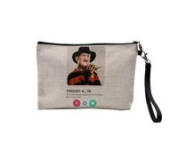 Pochette en Lin - Freddy K. Film Horror Social Network Dating Love - Trousse Maquillage en Toile Aspect Lin - Trousse de Toilette - 23,5 x15 cm