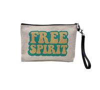 Pochette en Lin - Free Spirit Bohemian Hippie Liberty - Trousse Maquillage en Toile Aspect Lin - Trousse de Toilette - 23,5 x15 cm