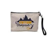 Pochette en Lin - Futur Grimpeur Sport Outdoor Aventure Escalade - Trousse Maquillage en Toile Aspect Lin - Trousse de Toilette - 23,5 x15 cm