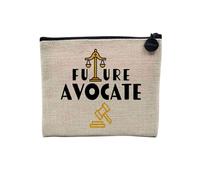 Pochette en Lin - Future Avocate Métier Justice - Trousse Maquillage en Toile Aspect Lin - Porte Monnaie - 15 x10 cm