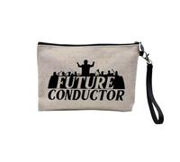 Pochette en Lin - Future Conductor Classical Music Orchestra - Trousse Maquillage en Toile Aspect Lin - Trousse de Toilette - 23,5 x15 cm