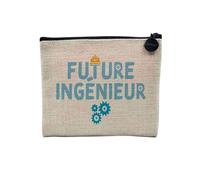 Pochette en Lin - Future Ingénieur Métier Sciences - Trousse Maquillage en Toile Aspect Lin - Porte Monnaie - 15 x10 cm
