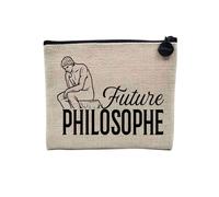 Pochette en Lin - Future Philosophe Passion Métier - Trousse Maquillage en Toile Aspect Lin - Porte Monnaie - 15 x10 cm