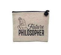 Pochette en Lin - Future Philosopher Passion Thought - Trousse Maquillage en Toile Aspect Lin - Porte Monnaie - 15 x10 cm