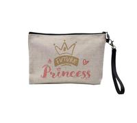 Pochette en Lin - Future Princess Child Tale - Trousse Maquillage en Toile Aspect Lin - Trousse de Toilette - 23,5 x15 cm