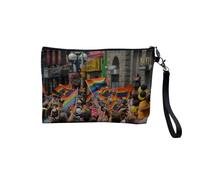 Pochette en Lin - Gay Pride Manifestation LGBT Fierté Militant Gay Lesbien - Trousse Maquillage en Toile Aspect Lin - Trousse de Toilette - 23,5 x15 cm