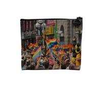 Pochette en Lin - Gay Pride Manifestation LGBT Fierté Militant Gay Lesbien - Trousse Maquillage en Toile Aspect Lin - Porte Monnaie - 15 x10 cm
