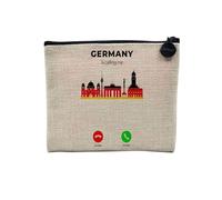 Pochette en Lin - Germany is Calling Me Architecture Berlin - Trousse Maquillage en Toile Aspect Lin - Porte Monnaie - 15 x10 cm