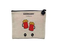 Pochette en Lin - Germany is Calling Me Beer Party Oktoberfest - Trousse Maquillage en Toile Aspect Lin - Porte Monnaie - 15 x10 cm