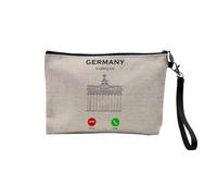 Pochette en Lin - Germany is Calling Me Brandenburg Berlin Heritage - Trousse Maquillage en Toile Aspect Lin - Trousse de Toilette - 23,5 x15 cm