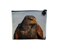 Pochette en Lin - Gros Plan sur Une Buse de Harris Rapace Vie Sauvage - Trousse Maquillage en Toile Aspect Lin - Porte Monnaie - 15 x10 cm