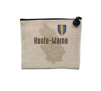 Pochette en Lin - Haute Marne 52 Département Chaumont Carte Ancienne Rare - Trousse Maquillage en Toile Aspect Lin - Porte Monnaie - 15 x10 cm
