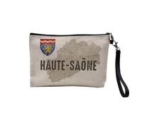 Pochette en Lin - Haute Saône 70 Département Carte Ancienne Bourgogne - Trousse Maquillage en Toile Aspect Lin - Trousse de Toilette - 23,5 x15 cm