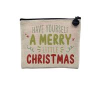 Pochette en Lin - Have Yourself a Merry Little Christmas Noel Hiver Cadeau - Trousse Maquillage en Toile Aspect Lin - Porte Monnaie - 15 x10 cm